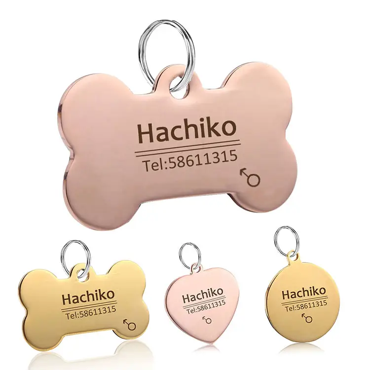 Customized Engraving Blank Metal Nameplate Custom Logo Stainless Steel Anodized Aluminum Dog Pet Tag