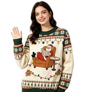 <span class=keywords><strong>Pull</strong></span> de Noël moche tricoté sur mesure pour <span class=keywords><strong>femme</strong></span> 2026 – Magnifique motif de Noël respirant, tricoté à la machine, idéal pour les fêtes - Product Image 3