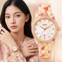 Asta Montre Quartz Femme Acétate Lunette Diamants Bracelet Résine Marbre Luxe Mode Fournisseur Logo Low MOQ