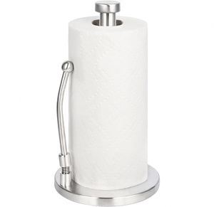 Modern Square <b>Kitchen</b> <b>Paper</b> Towel Roll Holder for Countertop Non Slip Toilet Roll <b>Paper</b> Holder Standing with Spring Arm - Product Image 1