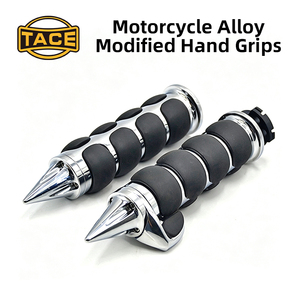 Puños de manillar de motocicleta de 25 mm con punta de púas de 4 secciones para Harley Bobber Cruiser, puños de asistencia para acelerador, negro cromado - Product Image 6