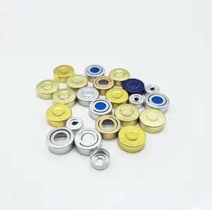 Bouchons d'arrachage en aluminium stériles certifiés ISO de 13mm et 20mm à anneau de traction pour l'étanchéité des flacons pharmaceutiques, de laboratoire et d'injection - Product Image 1