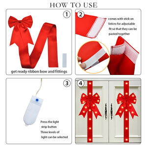 Gordon nastro grande nero rosso fiocco di natale <span class=keywords><strong>con</strong></span> nastro magico cucito <span class=keywords><strong>porta</strong></span> fiocco - Product Image 4