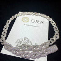 Collier en argent sterling plaqué or rose avec fermoir en forme de boîte classique glacée, chaîne à maillons cubains en moissanite, bijoux hip hop pour hommes, 925