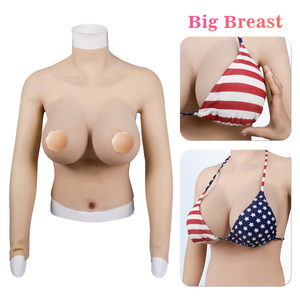 Prothèses mammaires <span class=keywords><strong>en</strong></span> <span class=keywords><strong>silicone</strong></span> artificiel demi-corps avec <span class=keywords><strong>bras</strong></span>, bonnets E/D, effet volumineux pour travestis, Breastplat homme-femme - Product Image 4