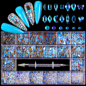 Cristales de Vidrio de Alta Calidad en Múltiples Formas, Decoración de <span class=keywords><strong>Uñas</strong></span> <span class=keywords><strong>con</strong></span> Piedras de Cristal, Diseño Plano, Pedrería Decorativa - Product Image 3