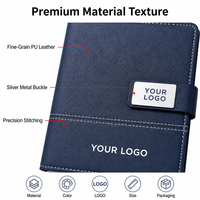 Ensemble cadeau : Journal en cuir PU A5 avec affichage de température intelligent, stylo, gobelet isotherme, surpiqûres blanches, fermoir argenté, logo personnalisé