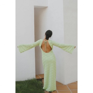 Vestido Largo Casual de Manga Larga para Mujer, Diseño Europeo y Americano, Ecológico, Cintura Baja, Corte Ajustado, Otoño - Product Image 6