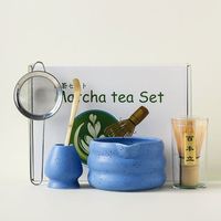 Ensemble de 5 pièces de thé matcha en céramique artisanale de la dynastie Song chinoise avec bol à bec verseur et fouet