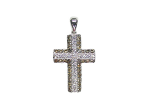 Silver Plated Two Color Stone Cross Pendant Micro Inlaid White and <b>Champagne</b> Cubic Zircon Fashion Jewelry Charm - Product Image 1