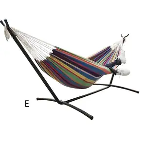 A Hammock Woqi Best-selling Outdoor Indoor Nylon Cotton Double Hammock With Space-Saving Steel Stand