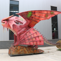 Exposition d'événement commercial de parc à thème présentant le grand modèle de sculpture dynamique animatronique de dragon volant de dragon occidental