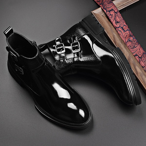 <span class=keywords><strong>Botas</strong></span> de cuero de vestir para <span class=keywords><strong>hombre</strong></span> con cierre de cordones Logotipo personalizado Pliegue sobre tamaño 38-48 Cuero de vaca artificial - Product Image 6