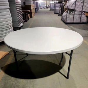 Mesas Redondas Plegables Duraderas para 10 Personas de 6 Pies con Superficie Rígida de Plástico para Alquiler en Eventos y Banquetes - Product Image 5