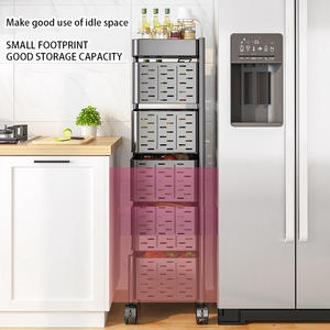 Troli dapur rumah multifungsi, keranjang penyimpan makanan ringan Dorong Tangan logam dapat digerakkan <span class=keywords><strong>3</strong></span> tingkat - Product Image 2