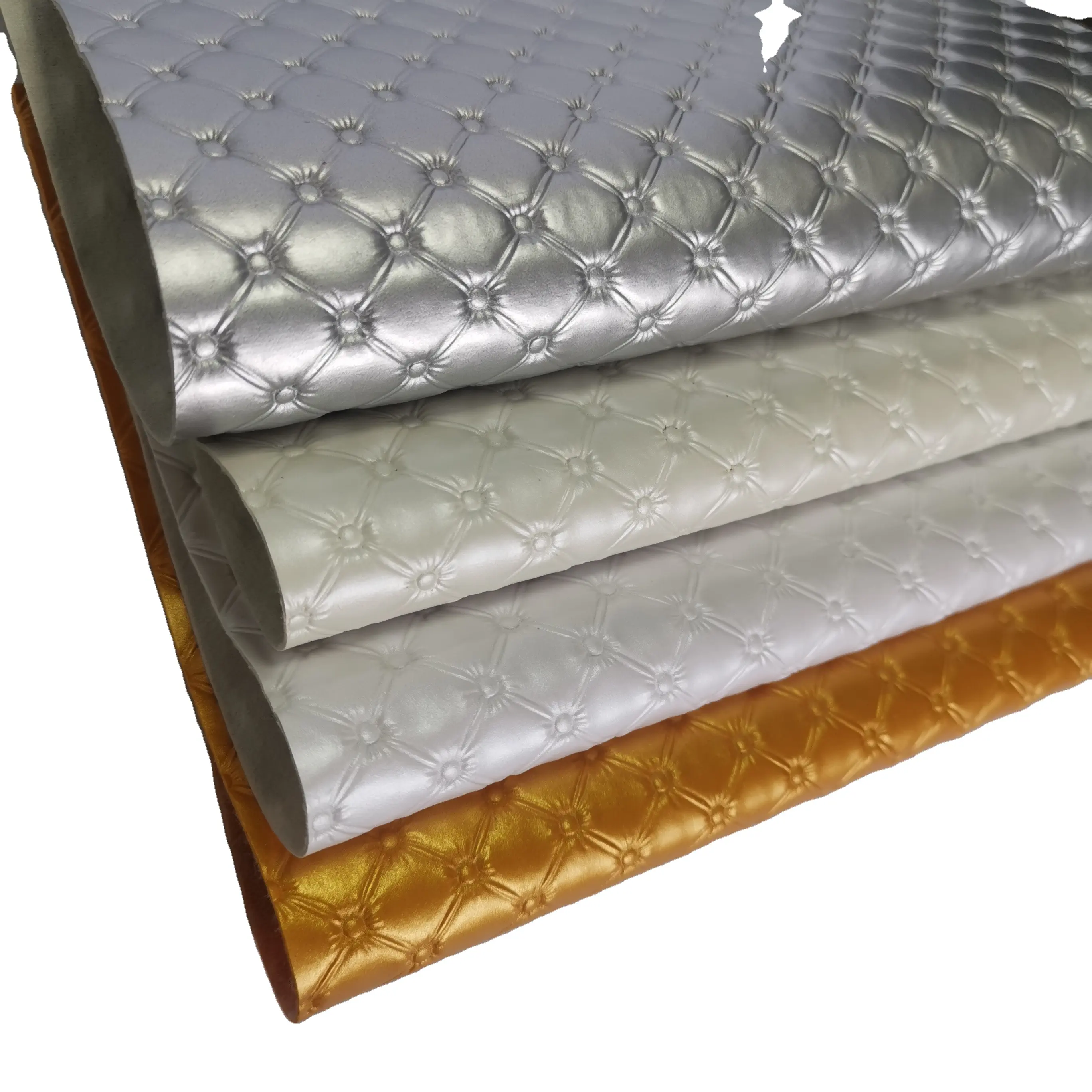 Ev tekstili dekorasyon için sentetik PVC deri suya dayanıklı altın parlak gümüş 1mm kanepe kumaşları örme kabartmalı JD