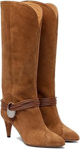 Prix de gros d'usine hiver <span class=keywords><strong>marron</strong></span> femmes genou haut daim talon <span class=keywords><strong>large</strong></span> <span class=keywords><strong>mollet</strong></span> <span class=keywords><strong>bottes</strong></span> pour dames - Product Image 3