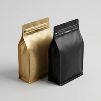 YOUYI Sachet de café personnalisé à huit soudures latérales, qualité alimentaire, finition mate, fermeture éclair refermable, valve unidirectionnelle pour 10oz