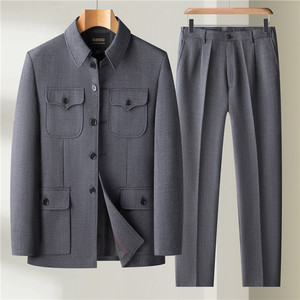 Cappotto da Uomo Stile Nonno e Papà, Abito Tradizionale Cinese, Vari Colori, Cappotti Eleganti, Costumi per Film e Televisione, Set Zhongshan - Product Image 1