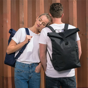 Custom Recycled Plastic Bottles Sports Rolltop Travel Rucksack Roll Top <b>Backpack</b> - Product Image 6
