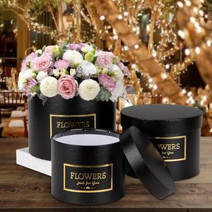 Caja de Regalo Rígida Redonda Negra de Gran Tamaño al por Mayor <span class=keywords><strong>para</strong></span> Carteras, Sombreros, Ramos Florales, con Logotipo Estampado en Lámina Dorada Hecho a Mano - Product Image 4