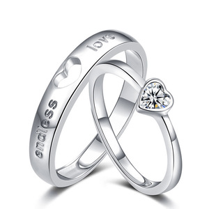 Kingcome-Anillo de amor de larga distancia para hombre y mujer, con forma de corazón, diamante, regalo de San Valentín, pareja - Product Image 1