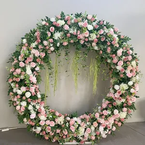 Perlengkapan dekorasi acara bunga mawar palsu hijau bunga lengkungan gerbang rumah desain latar belakang Mariage untuk dekorasi pernikahan buatan
