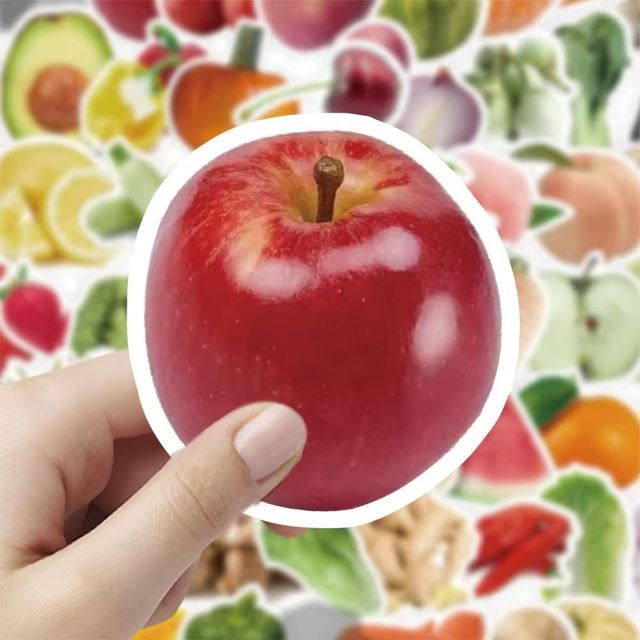 Fruit and Vegetable Sticker Sheets for Kids Cartoon Stickers Custom Printing Ready Stock Fruit Stickers Apple / MOQ 10 Sets