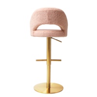 Höhen verstellbare Mädchen Gold Pink Lift Counter Hocker Drehbarer Teddy Boucle Bar Chair