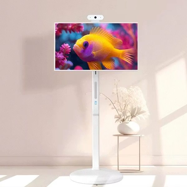 New Upgrade 27 Inch White Cabinet Android Portable Touch Screen Monitor HD Mobile TV Projection Display