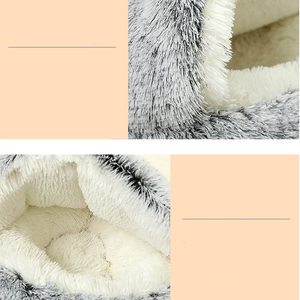Cama Redonda de Felpa Larga de Alta Calidad para Mascotas, Cálida para Invierno, Semi-Cerrada, Nido para Dormir para Gatos, Casa Moderna de Lujo para Mascotas - Product Image 5
