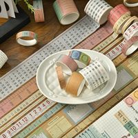 Lot de rubans Washi vintage style européen avec échelle temporelle pour les amateurs de journaux, impression de date pour la décoration de carnets, agendas et collages