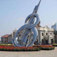 Sculpture de <span class=keywords><strong>harpe</strong></span> extérieure en acier inoxydable de haute qualité avec éclairage, nouveau design moderne - Product Image 3