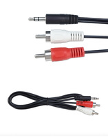 Cable de Audio Estéreo en Y con Conector AUX de 3.5mm a 2 Conectores RCA Macho, 1m/3.5mm, 1.5m/5ft, Compatible con Pedidos Personalizados