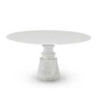 Table à manger en marbre Carrara Black Marquina, plateau rond fin sculpté, piédestal en vase à plusieurs niveaux, table de dîner de luxe pour la maison