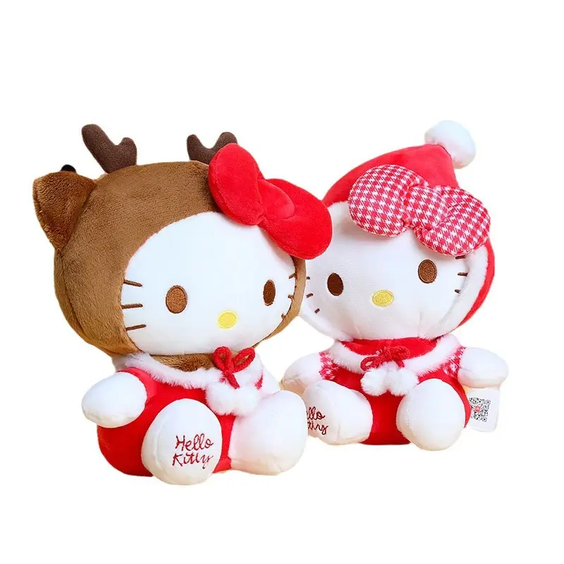 Penjualan terlaris 2024 mainan binatang boneka kucing Hello KT merah muda kartun Jepang mainan hewan Halo kucing lucu