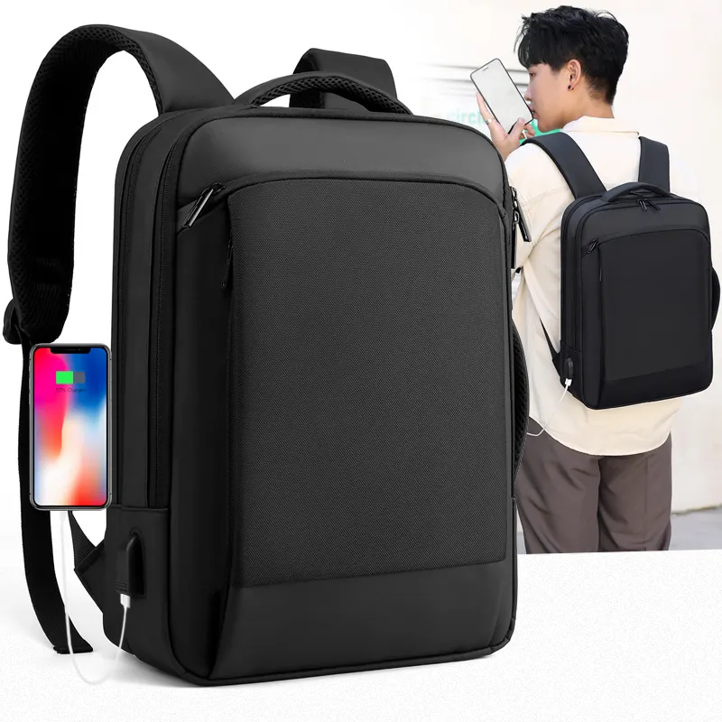 SSC 2022 Custom Business Smart USB Compute Travel Large Capacity Waterproof Soft Fashion Black Laptop Bag Laptop Backpacks