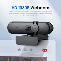 Cámara Web HD 1080P USB, Cámara para Conferencias de 30 fps, Gran Angular, Micrófono Incorporado, Cámara Web para Reuniones en Casa, Videoconferencias y PC