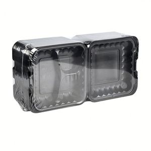 Contenedores Desechables Tipo Concha de Almeja de 8x8 Pulgadas con 3 Compartimentos, Color Personalizado - Product Image 1