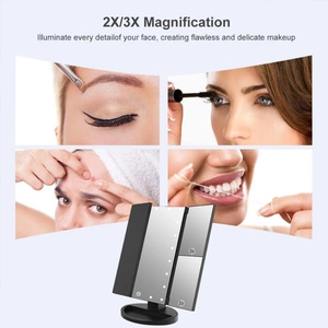 2026 Wholesale Vanity Mirror with Lights Magnification Trifold Makeup Mirror 22 LED Lights Women Gift Led Makeup Mirror - Product Image 4