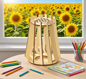 Tiểu thuyết trang trí nội thất mục laser-cut gỗ Bình trang trí bàn chải hiển thị đứng và trang điểm bút khô giá - Product Image 2