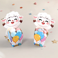 Boîte cadeau décorative de Pâques en papier 3D, blanche, design agneau de dessin animé, pour emballage alimentaire et bonbons, conteneur décoratif en carton