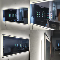 Miroir intelligent de salle de bain en verre magique, LED, écran tactile, TV pleine longueur, portable, résistant à l'eau, mural