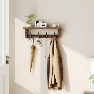 Wooden Wall Mount Coat <b>Rack</b> With <b>Shelf</b> For Entryway Storage And Organization - Product Image 1