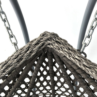 PE Rotin Métal Stand Patio Suspendu Balançoire Oeuf Chaise Double Siège Jardin Extérieur Osier Cocon