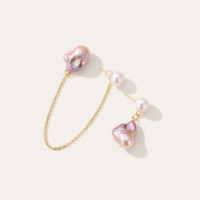 Boucles d'oreilles en argent sterling plaqué, certifiées CE ASTM REACH, perles d'eau douce irisées de niveau 5A - Bijoux de mode en matériaux naturels