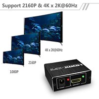 Divisor HDMI de 1 en 2 salidas, caja distribuidor de Audio y vídeo Compatible con 3D y 4K x 2K, Compatible con HDTV, STB, DVD, proyector