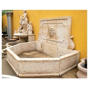 Precio de fábrica al aire libre antiguo Beige mármol Medusa cabeza piscina pared jardín fuente de agua para la venta - Product Image 6