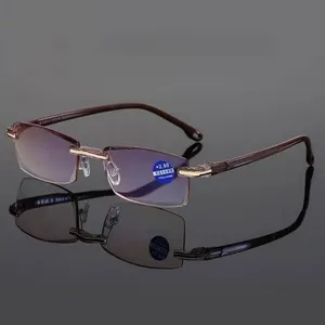 Anti Blue Light Blocking Rimless Reading Glasses Women Men Square Frameless Presbyopic Glasses Diopters + 1.0 + 1.5 + 2 + 2.5 + 3 + 4