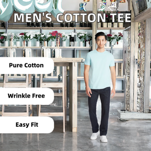 เสื้อยืดลำลองผู้ชาย แขนสั้นลายทาง ผ้าฝ้ายถัก 100% ป้องกันการยับ ดีไซน์เรียบง่าย - Product Image 2